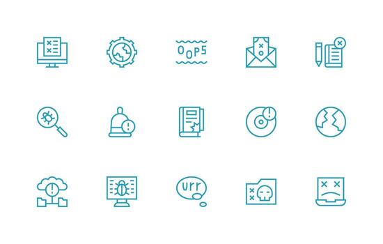 15 Regular Line Vectors for Error Theme Universal Icon Pack