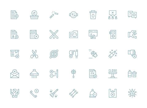 eliminar icono conjunto con 35 ligero línea gráficos ui icono conjunto vector