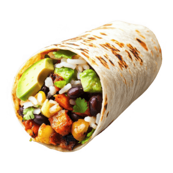 uma burrito com feijões, arroz, e legumes png