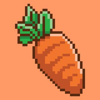 Pixel art illustration of a carrot in a classic 8-bit retro style. This charming and detailed vegetable sprite is perfect for any project with a retro, farming, or gaming theme vector