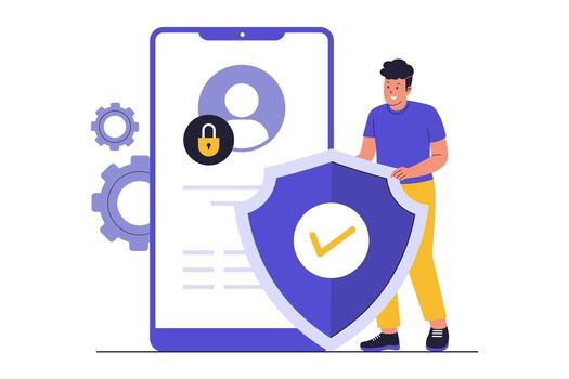 User security and profile protection illustration vector
