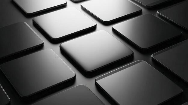 Abstract Dark Tiles Array, Modern Geometric Background with Depth and Subtle Reflections, Elegant Design photo