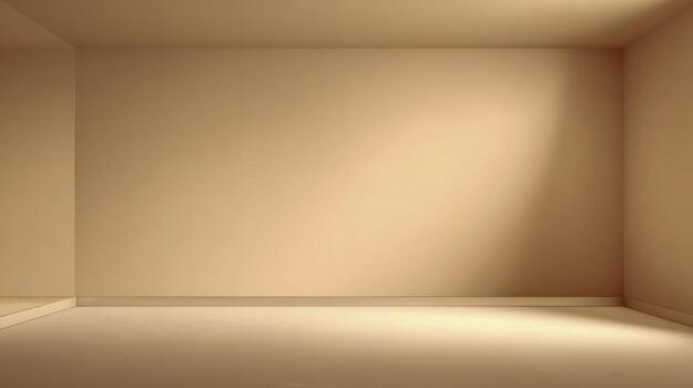 Minimalist Beige Interior Design Empty Room with Soft Lighting for Product Mockups and Backgrounds photo