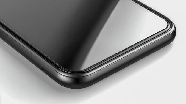 Sleek Smartphone Corner Detail Modern Technology Close-Up for Product Presentation and Design Mockups photo
