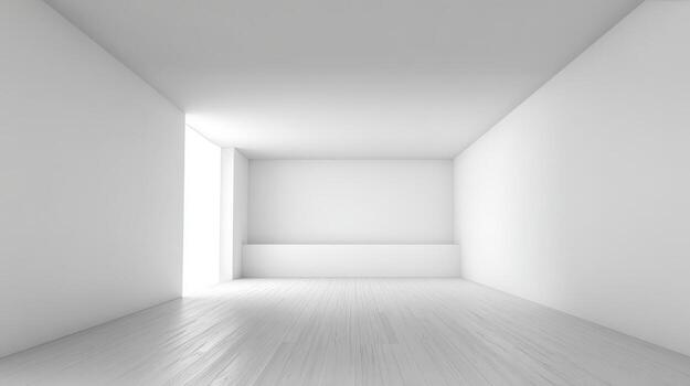 Empty white room with a light coming in from the window photo
