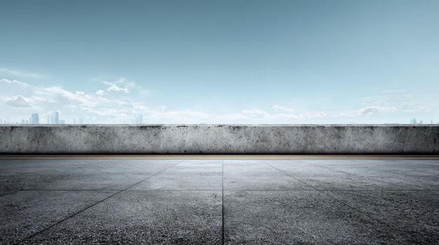 Minimalist Concrete Platform with Blue Sky Background for Product Display and Architectural Visualization photo