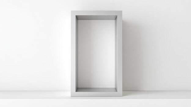 minimalista gris rectangular marco Bosquejo en blanco pared para producto monitor y interior diseño foto