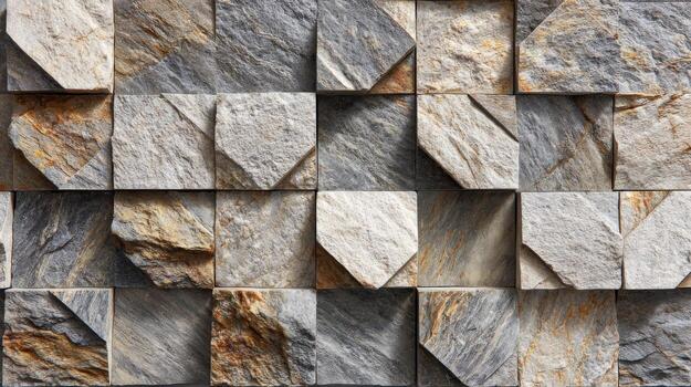 Modern Stone Wall Texture with Geometric Patterns and Earthy Tones for Interior Design photo