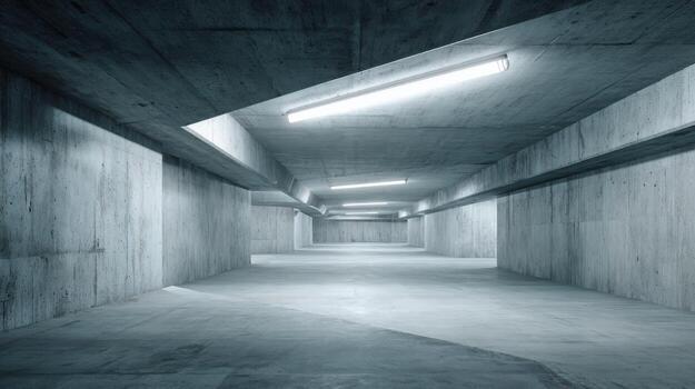 Abstract concrete space interior with lighting, showcasing modern architecture and industrial design elements for backgrounds photo
