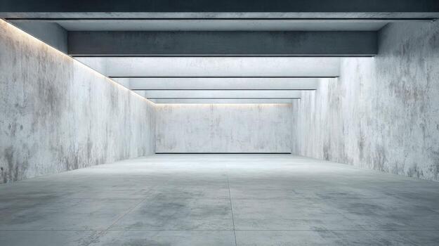 Minimalist Concrete Hallway with Ambient Lighting Modern Architecture and Empty Space for Creative Backgrounds photo