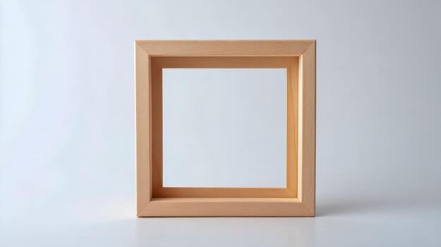 Wooden Square Frame Mockup on White Background, Minimalist Style, Ready for Artwork or Photography photo