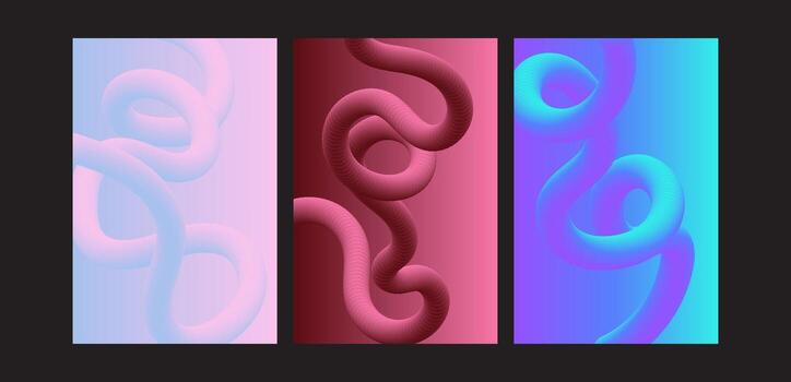 Dynamic 3D Shapes Geometric Abstract Background Set vector