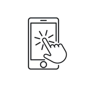 línea Arte estilo puntero mano gesto icono modelo. dedo puntero hacer clic diseño vector