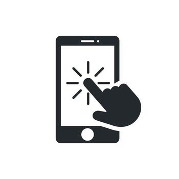 Glyph Art Pointer Hand Gesture Icon Template. Finger Pointer Click Design vector