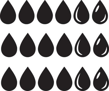 Black water drops in a row offer a clean and modern graphic element for creative projects and visual designs vector