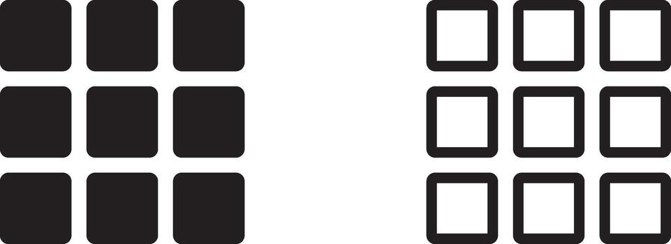 Grid or Apps Icon, 3x3 Squares. Grid icon representing apps, gallery, dashboard or grid view. vector