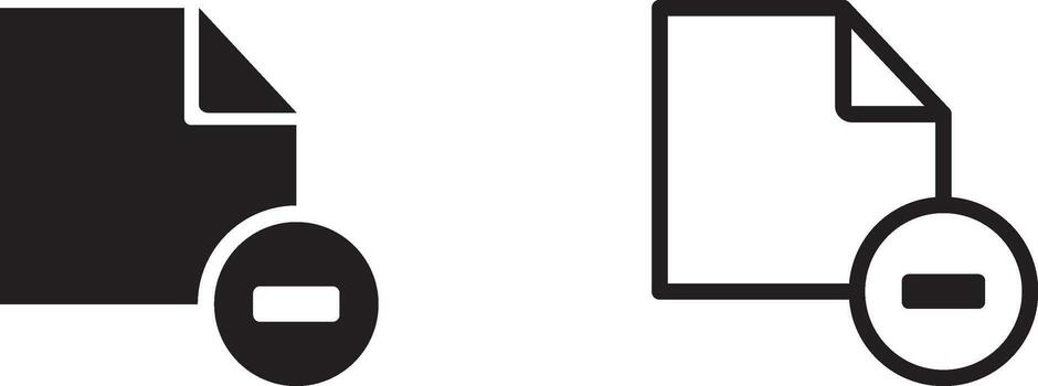 Remove File Document Icon. Solid and Outline vector