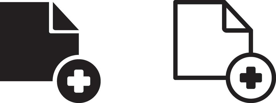 Add File Document Icon. Solid and Outline vector
