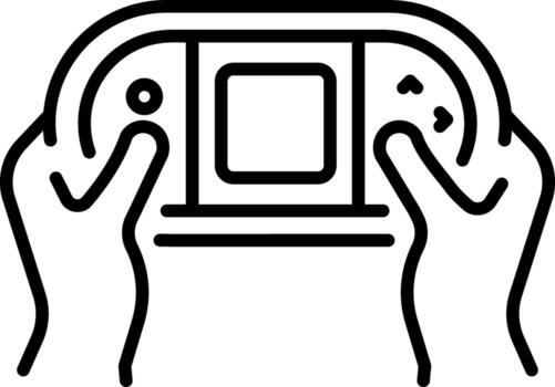 A line style icon showing a handheld game vector