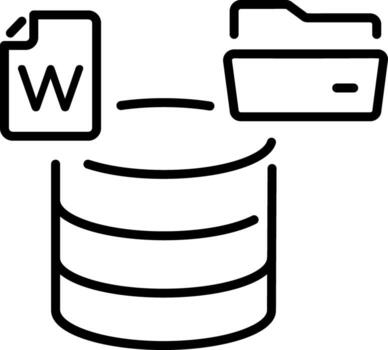 An outline style icon showing database vector