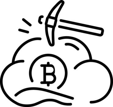 An outline style icon showing cloud mining vector