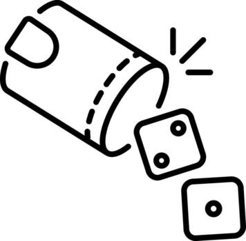 A linear icon representing dice rolling vector