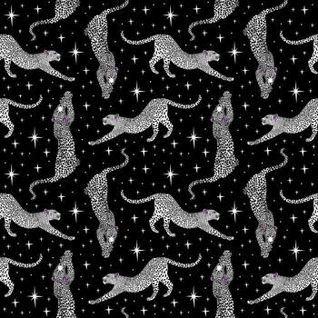 Black leopard print with stars background vector