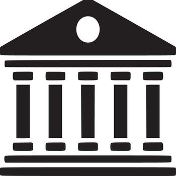 negro edificio icono con columnas en estilo vector