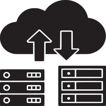 Cloud computing icon with two servers and a cloud. vector