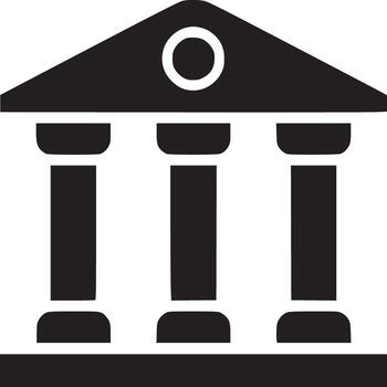 un negro y blanco imagen de un edificio con columnas vector