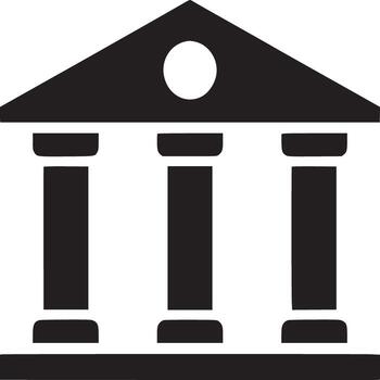 negro edificio icono con columnas en templo estilo vector