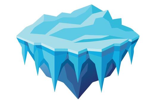 Serene Arctic Iceberg Floating on Calm Waters, Stunning Low-Poly 3D Render of a Glacial Island vector