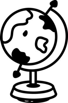 A sketchy style icon showing a globe vector