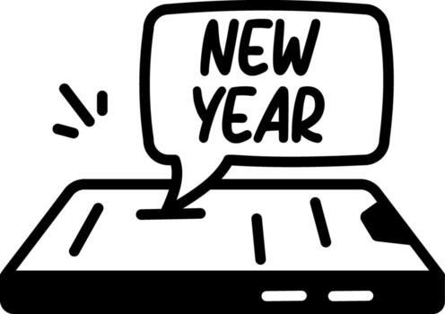 A drawing style icon showing a new year message vector