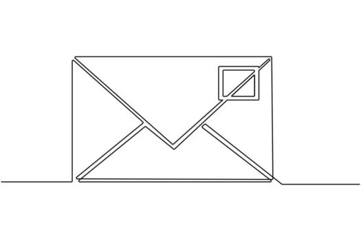 Envelope with a continuous line drawing of a heart vector