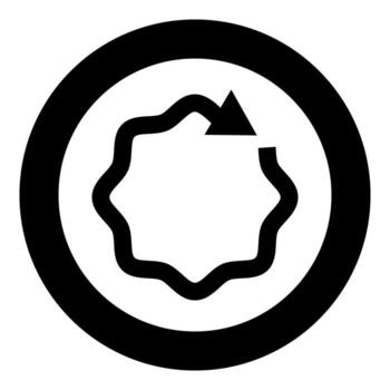 Wavy arrow on circle icon in circle round black color solid outline style vector