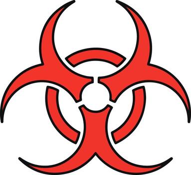 Flat Design Red Biohazard Symbol Warning Sign Shape Isolated Element vector