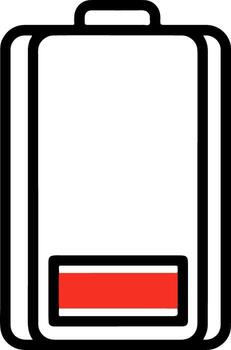 Simple Line Art Low Battery Indicator Sign Icon with Red Color vector