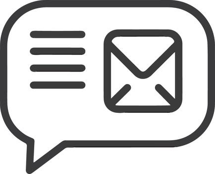 Simple Line Art Mail Message Icon Inside Speech Bubble Design Element vector