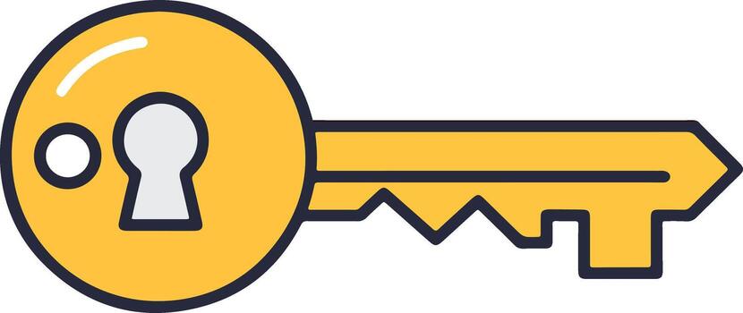 Modern Flat Style Golden Access Tool Key Icon Element Design vector