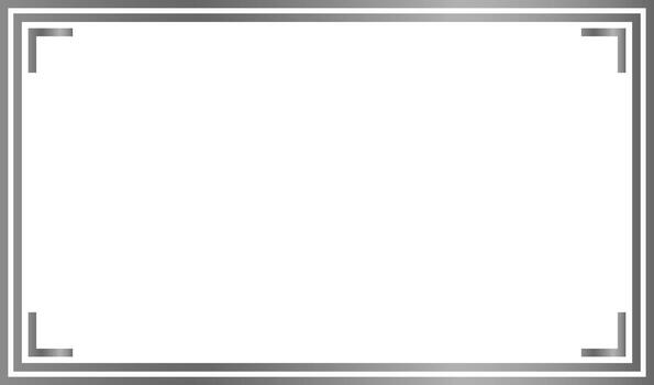 Minimalist white background with sleek silver rectangular frame, ideal for customization, presentations, artworks, and modern design projects. vector