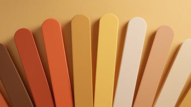 Contemporary Abstract Photograph Featuring Warm Colored Curved Panels Arranged in a Radial Fan Soft Light Minimalist Palette photo