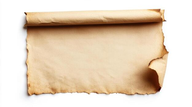 old paper scroll isolated on white background photo