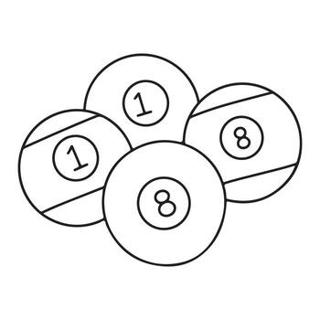 Four pool balls clustered together game objects silhouette white background vector