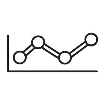 Hand drawn line graph with data points silhouette white background vector