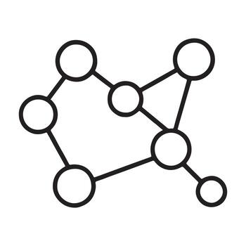 Abstract network of interconnected circles and lines silhouette white background vector