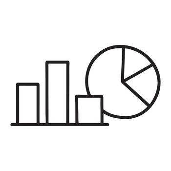 bar gráfico y tarta gráfico íconos representando datos análisis silueta blanco antecedentes vector