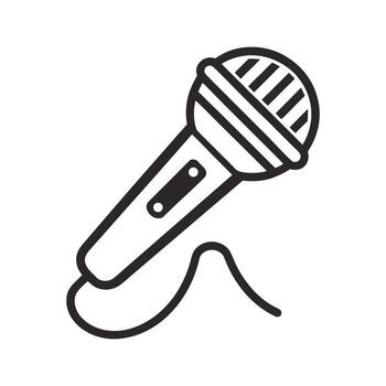 Simple outline microphone icon for music recording performance and broadcasting design concepts vector