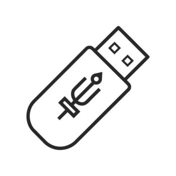 Simple line art usb flash drive icon for digital storage and data transfer graphics vector