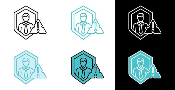 Male user profile with an exclamation mark shield for user warning and security icon vector